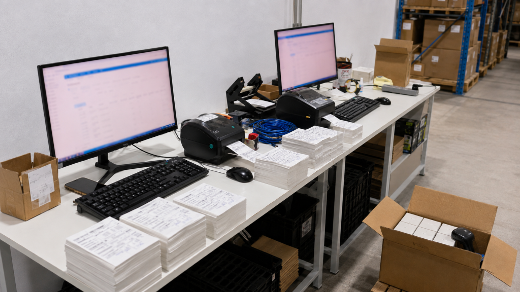 Khu vực in đơn fulfillment khi lượng đơn hàng tăng đột biến