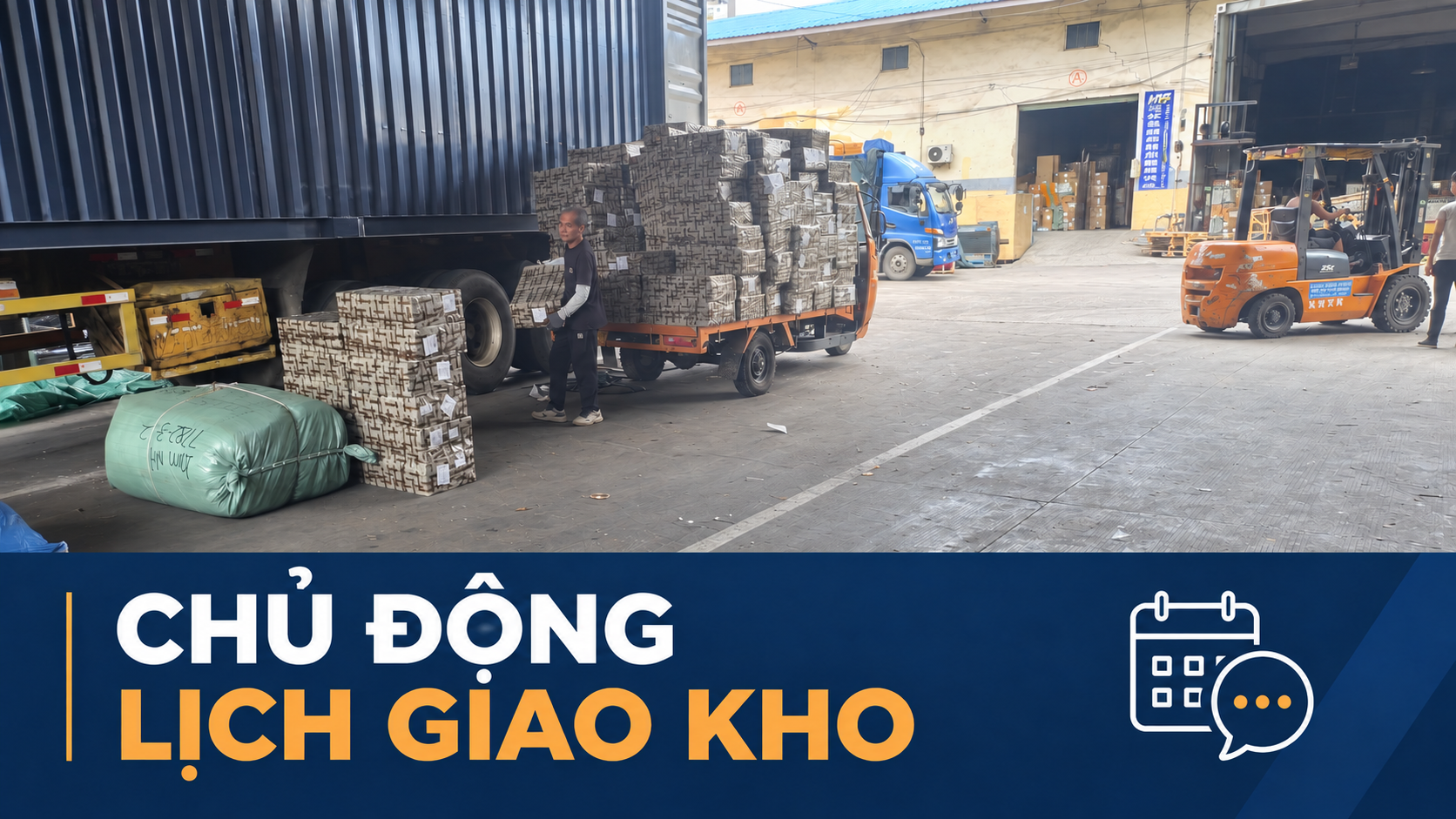 Ảnh minh họa chủ động lịch giao kho từ cảnh nhận hàng tại kho Trung Quốc.